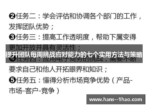 提升团队每周挑战应对能力的七个实用方法与策略